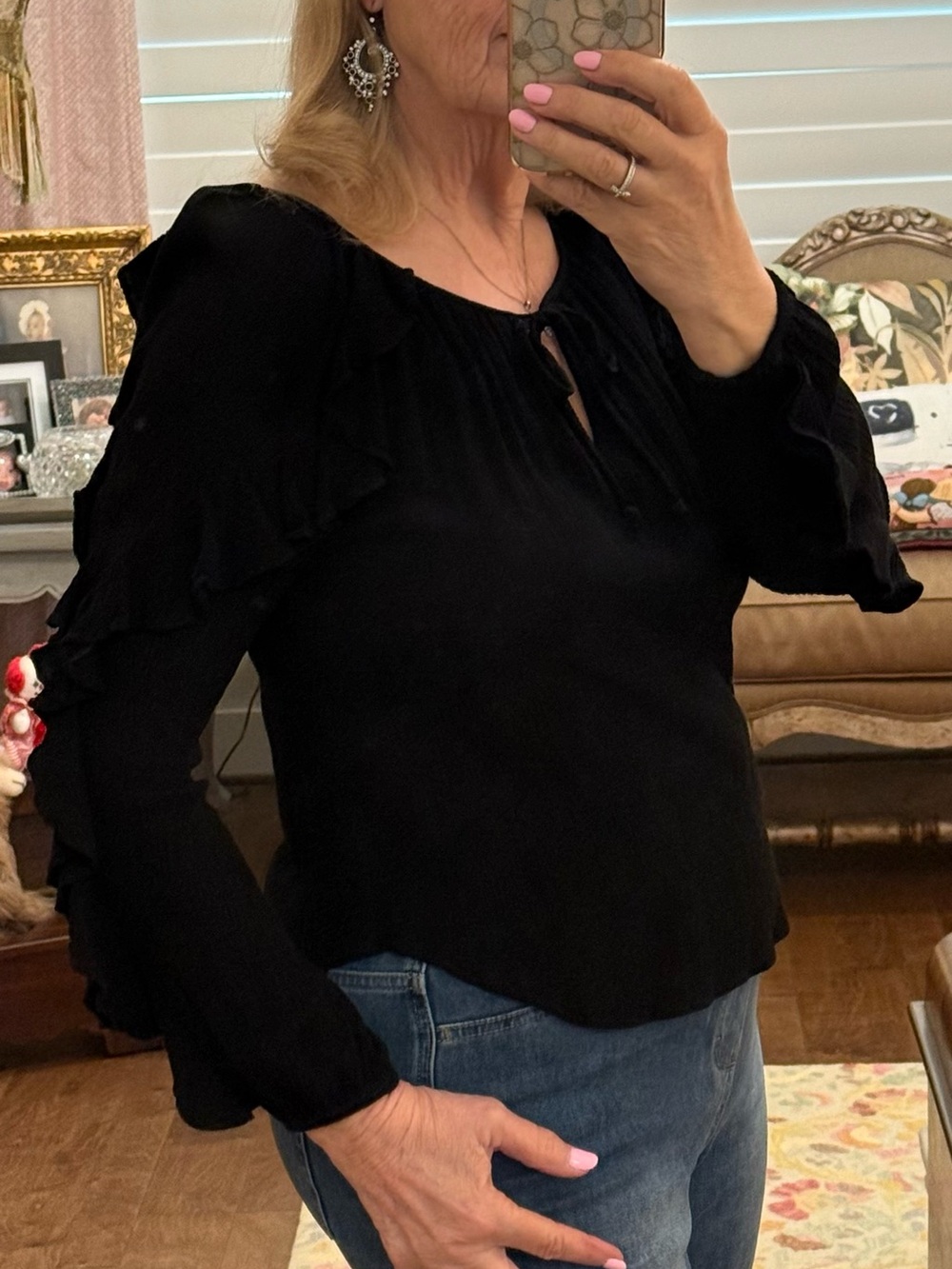 Karen Cane ruffle sleeve blouse